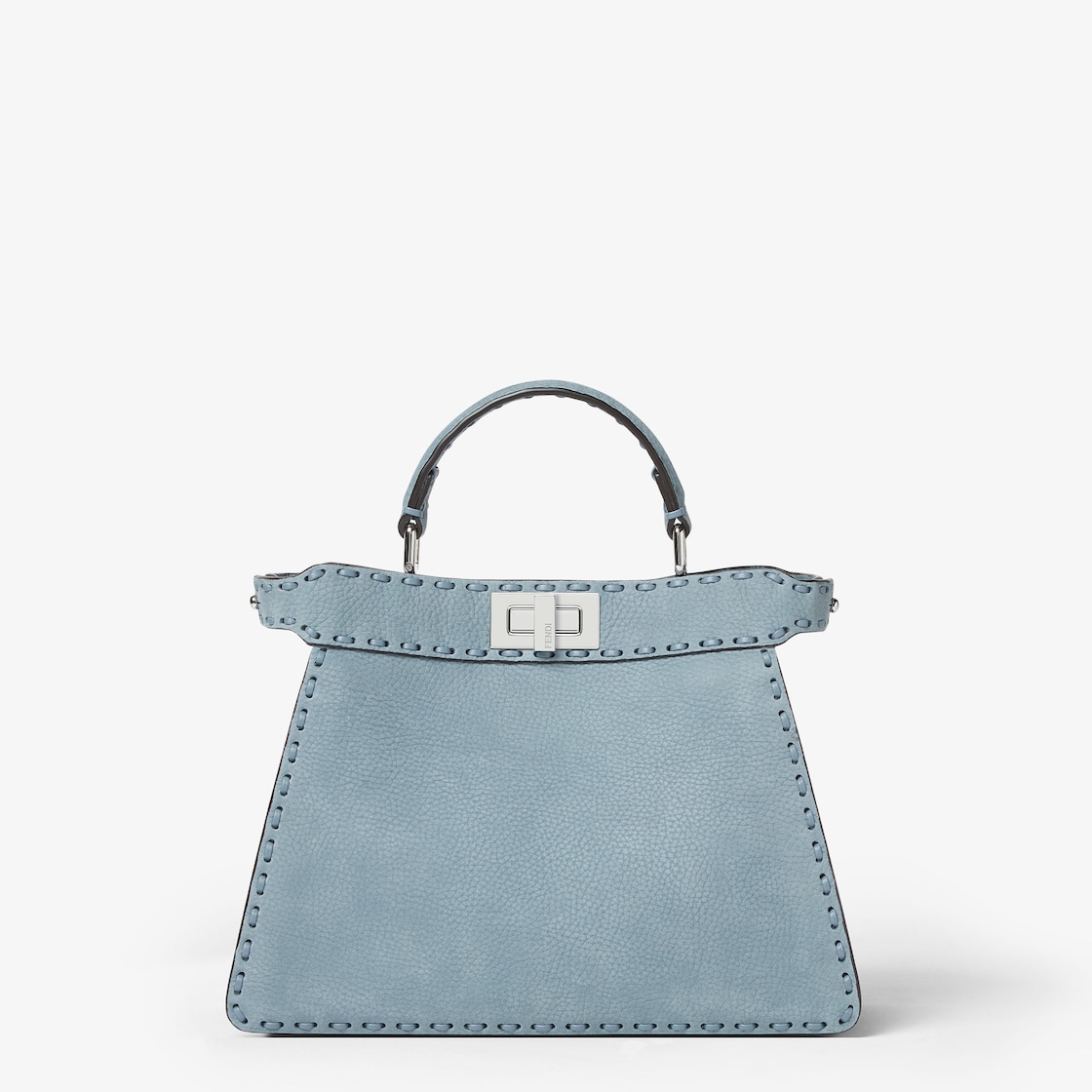 FENDI Peekaboo ISeeU Small Mercury blue nubuck leather Selleria bag with 556 hand-sewn topstitches - Image 1
